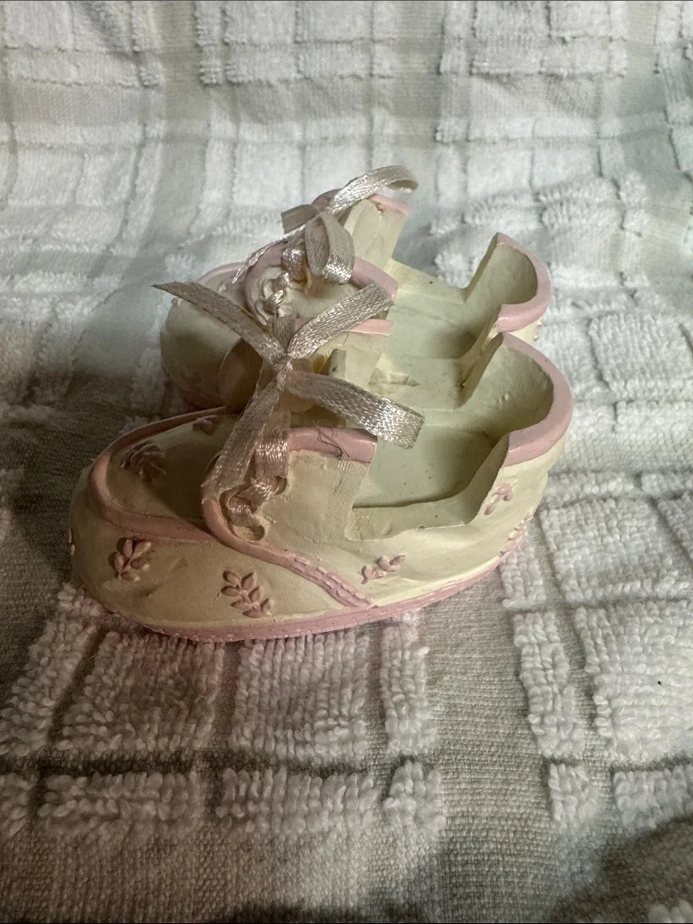 Children's Pink & Cream Floral Lace-Up Baby Shoes Ceramic 1 Piece
